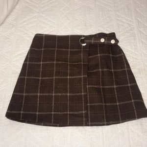 High waisted embellished checkered mini skirt